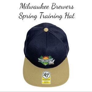 NWT Milwaukee Brewers Youth Navy Spring Training Arizona Cap, Flat Bill